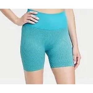 Joy Lab High Rise Ribbed Bike Shorts Wave Size XS